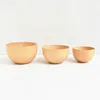 Natural en Deep Khaki Large Round Salad Soup Dining Bowl Plates Premium Wood Kitchen Utensils Set