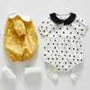 Muster Sommer Baby Strampler Mädchen Reine Baumwolle Anzug Nette Polka Dots Kurzarm Ha Yi Overall Ausgehende Kleidung 210429