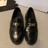 Black MARGARET Shoes Triomphe Golden Chain Fringed Loafers Genuine Calfskin Leather Slip On Flats Women's Luxury Designers Flat Dress Shoe Ladies High Quality