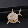 New 6ix9ine same large shark Pendant with Rhinton for men's hip hop Necklace