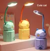 Night Light Cartoon 8 LED Luci da lettura Luce diurna alimentata tramite USB Flessibile con portagioie Lampada da tavolo da scrivania per bambini e studenti