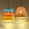 Creatieve bamboe rieten rotan hanglamp handgemaakte wijnstokken lampenkap led E27 hangend licht voor restaurant woonkamer glans