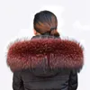 Fur Collar Scarf Large Fur Collar Custom Hooded Fur Women Fox Trim Real Raccoon Hood Scarf Trim Color Black Scarf 75 Cm H0923