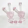 9 -calowy kształt serca Hookahs Szklany Bong Różowy kolor DAB RITES Olejki Bubbler Mini szklane rury wodne z 14 mm Slajd Bowl Piece kwarcowe paznokcie