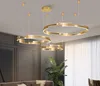 Moderne LED Kroonluchter Hanglampen Voor Woonkamer Slaapkamer Goud Ronde Ringen Korte Woondecoratie Keukenarmaturen Projecten Lichten