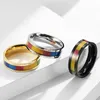 Rainbow Gay Ring Band Finger Stainless Steel Rings for Men Women Wedding Bands Gold Black Fashion Jewelry Will and Sandy