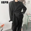 IEFB Spring Korean Casual Suit Coat For Men's Spring Black Contrast Color Cuff Long Sleeve Blazers Side Single Button 210524