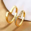 918F 2 stks Paar Love Infinity Ring Set voor Vrouwen en Mannen Verjaardag Belofte Ring in Gouden Kleur voor Vriend Vriendin G1125