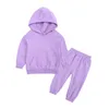 Barnkläder Sätt Solid Hoodie Set Långärmad Toppar Byxor Pullover Sweatshirt Höstfjäder Casual Outfit 2pcs CGY137