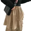 Etekler Asimetrik Kadın Kızlar Yüksek Elastik Bel Pileli Gevşek Düzensiz Etek İlkbahar Yaz Moda Kek Vestidos