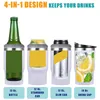 4-in-1 14oz Coffee Cups Tumbler Stainless Steel 12oz Slim Cold Beer Bottle Can Cooler Holder Double Wall Vacuum Insulated Cup Drink Mug Regular Cans Bottles With Two lid