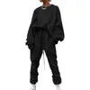 Kvinnors två bit byxor mode kvinna sport gym träning sportkläder tracksuit set solida casual baggy toppar långa outfits lounge wear acceptwe