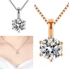 Kristall Frauen Halsketten Anhänger Überzogen 18 Karat Classic Diamond Einfache Schlüsselbeinkette Gold Silber