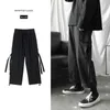 Pantalon Cargo Hommes Streetwear Hip Hop Pantalon Lâche Style Coréen Cheville Longueur Pantalon Salopette Taille Élastique Noir Gris Techwear Y0811