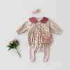 女性の赤ちゃんのコーデュロイの花のかわいいボディスーツガール服210515