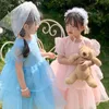 Meninas bonito vestido inchado Princesa de verão crianças para meninas roupa de bebê menina 210515