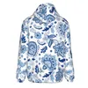 Mäns Hoodies Sweatshirts 3D Print Blue and White Vintage Mosaic Hoodie Casual Top Male Pullover Hip Hop Sweatshirt