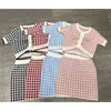 Mode Kvinnors Suit Sommar Koreansk version av Slim Short Plaid Shirt Skirt 2 Piece Set 210520