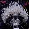 Pendientes de tiara de boda nupcial Set Crystal Bridal Headwear Crown Rhinestone con joyas de boda Accesorios para el cabello Diamond Bridal Crowns Hospieces