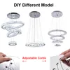 Moderne DIY Crystal LED Kroonluchter Licht Armatuur 3 Ringen Ronde Hanglamp Verstelbare Roestvrijstalen Plafondlamp voor Woonkamer Eetkamer Slaapkamer