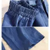 Plus storlek lösa kvinnor jeans casual hög midja rakt denim byxa tunna koreanska pantalon med blå båge 10252 210510