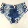 1pcs kvinna sexiga jeans denim shorts sommar mode ren bomull spets-up super damer skinny korta unga kvinnor 210719