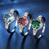 Anéis de casamento Dodo Stone Oval Classic Para Mulheres Vermelho / Azul Verde Zircônia Anel Moda Jóias Anel de Noivado R298