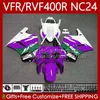 Kit de carenados para HONDA RVF VFR 400 VFR400 R 400RR 87-88 Cuerpo 78No.144 VFR400R RVF400R NC24 V4 RVF400 R 1987 1988 VFR 400R VFR400RR 87 88 Carrocería de motocicleta blanca púrpura