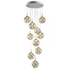 Стеклянные шарики подвесные светильники лестница современный минималистский ресторан творческий личностный индивидуальность кристалл дуплекс длинная люстра G9