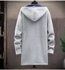 Spring Męskie Slim Swetry Mężczyźni Polar Kardigan Kapturem Casual Long Hooded Sweter Gruby Ciepły Sweter Płaszcz Mężczyzna Odzież 210813