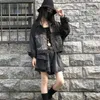 Harajuku Embroidery Denim Jacket 2022ヴィンテージブラックレオパードストリートウェーブパンクジャン服のコート