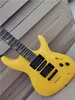 In stock Yellow Inlay Electric Guitar with HSH Pickups,Black Hardware,Rosewood Fingerboard,can be customized
