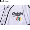 カラフルな数字野球Tシャツ男性カラーブロックストリートウェアメンズTシャツブラックホワイトティーシャツ210603