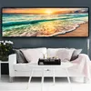 Natuurlijke gouden strand zonsondergang landschap posters en prints canvas schilderij mediterrane Scandinavische muur kunst foto voor woonkamer5190952