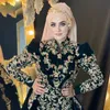 Marokański Caftan Velvet Muzułmańscy Suknie Wieczorowe Z Odpinanym pociągiem Długie Rękawy Suknie Celebrity Crystal Formalne Kobiety Arabskie Nosić Dubaj