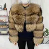 Natural inverno casaco de guaxinim real plus size roupas mulheres grandes casacos fofos de pele casaco 211220