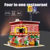 The MOC American Fast Food Shop McDona Model Building Blocks SD6901 Streetview Assembly Bricks Kids Birthday Toys Christmas Gifts For Children