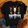 Dames T-shirt Zogankin Funny Christmas Wine Bril Tops Meisjes Mode T-shirts Unisex Casual Korte Mouw Zwart