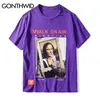 Gonthwid Smoking Mona Lisa T Shirts Mężczyźni Kobiety Śmieszne Hip Hop Casual Drukowane Krótki Rękaw Tshirts 2020 Moda Mężczyzna Streetwear Y0323