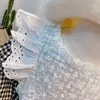 Robes de filles Vêtements pour enfants Automne Style Bébé Enfants Filles Rétro Doux Creux Fleur Oreilles Une Version Robe À Carreaux 210625