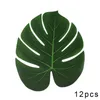 Flores decorativas grinaldas 12pc verde artificial monstera folhas de palmeira para tema tropical havaiano festa decoração de casamento birth3645083