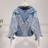 Free Woman Fringed Sequined Denim Jacket Spring Retro BF Loose Short Jeans Top Chaquetas s 210524
