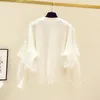 女性のセーター重工業ビーズレースフラウンスニットトップ 2021 春秋ルーズフィット長袖セーターパープル