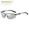 AORON Aluminium Photochromic Polarized Sunglasses Women Men's Discoloration Goggles Male Eyewear Anti Glare Glasses