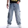 Męskie dżinsy Męskie Moda Hiphop Plus Rozmiar Luźne Baggy Dżinsowe Spodnie Proste Spodnie Streetwear Cargo Deskorolka