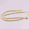 Au750 – chaîne de perles sculptées en or jaune 18 carats pour femme, bracelet de cheville à maillons en forme de cœur aimant de 2mm, 21.5 + 2.5cmL