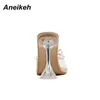 Yaz Kadın Ayakkabı Terlik Slaytlar PVC Şeffaf Yüksek Topuklu Kelebek-Düğüm Spike Heels Dış Kare Ayak Boyutu 35-42 210507