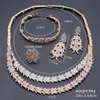 Bridal Dubai Gold Crystal Wedding Halsband Armband Earring Ring Smycken Set Nigerian Party Women Fashion Jewelry Set228z