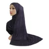 コットンジャージーハイジャブスカーフソリッドラインストーンソフト弾性女性ヘッドスカーフイスラム教徒のファッションイスラムヘッドラップターバンロングスカーフショール