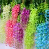 Sztuczny jedwabny Wisteria Flower Wedding Decor Wiszący Rattan Bride Flowers Garland For Home Garden Wll596